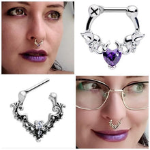 16G 5/16 Clear CZ Gem Abstract Bat Septum Clicker