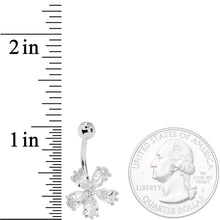 Clear CZ Gem Perfect Petals Flower Belly Ring
