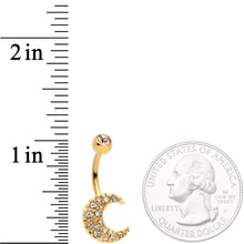 Clear Gem Gold Tone Magnificent Mystical Crescent Moon Belly Ring