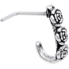 20G Ring of Roses Faux Hoop L Shaped Nose Ring