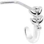20G Twin Tulips Flower Faux Hoop L Shaped Nose Ring