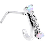 20G 3/16 White Synthetic Opal Dangle Faux Hoop L Shape Nose Ring