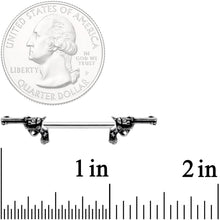 14G 9/16 Clear Gem Western Revolver Gun Barbell Nipple Ring Set