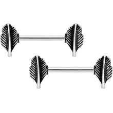 14G 9/16 Southwestern Feathers Barbell Nipple Ring Set