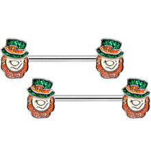 14G 5/8 St Patricks Day Leprechaun Barbell Nipple Ring Set