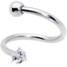 16G 3/8 Goth CZ Gem Triangle Spiral Twister Eyebrow Ring Set