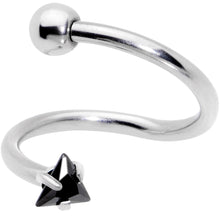 16G 3/8 Goth CZ Gem Triangle Spiral Twister Eyebrow Ring Set