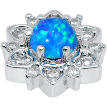 14G Blue Faux Opal Floral Glam Dermal Anchor Top