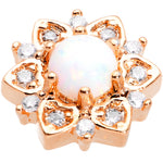 14G White Faux Opal Rose Gold Tone Floral Glam Dermal Anchor Top