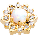 14G White Faux Opal Gold Tone Floral Glam Dermal Anchor Top
