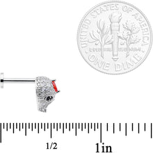 16G 5/16 Clear Red CZ Gem Punk Skull Labret Monroe Tragus