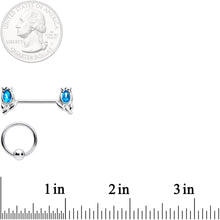 14G 7/16 1/2 Aqua Gem Flowers BCR Barbell Nipple Ring Set of 4