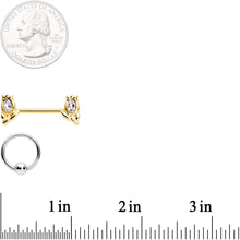 14G Clear Gem Gold Tone Flowers BCR Barbell Nipple Ring Set