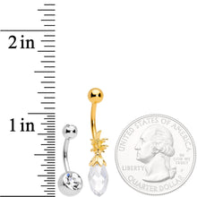 Clear Gem Gold Tone Pineapple Belly Ring Set of 4  Bonus Pack