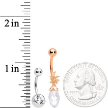 Clear Gem Rose Gold Tone Pineapple Belly Ring Set of 4  Bonus Pack