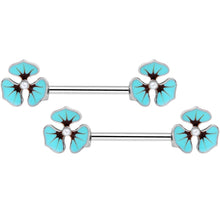 14G Clear Gem Blue Flower Horseshoe Barbell Nipple Ring Set of 4