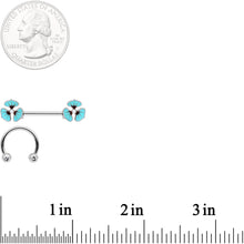 14G Clear Gem Blue Flower Horseshoe Barbell Nipple Ring Set of 4