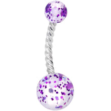 Aurora Gem Rose Gold Tone Angel Wings Purple Confetti Belly Ring Set of 2