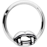 16G 3/8 Halloween Vampires Kiss Fangs Hinged Segment Ring