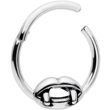 16G 3/8 Halloween Vampires Kiss Fangs Hinged Segment Ring