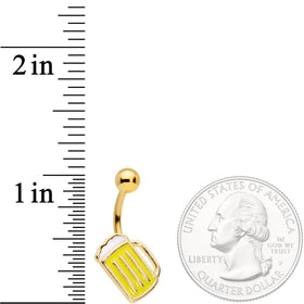 Gold Tone St Patricks Day Frosty Mug of Beer Belly Ring