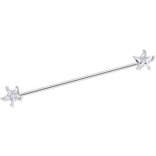 16G Clear Blue CZ Gem Stars Industrial Barbell Bonus Pack Set