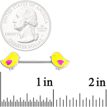 14G 5/8 Yellow Easter Chicks Barbell Nipple Ring Set
