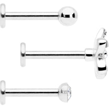 16G 5/16 Clear Gem White Flower Labret Set of 3