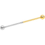 14G Gold Tone Steel Two Tone Twisted Industrial Barbell 38mm