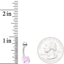 White Faux Opal Cute Colors Twisted Belly Ring