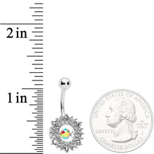 Clear Aurora Dangle Gem Sunburst Belly Ring