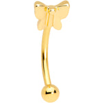 16G 3/8 Gold Tone Stylized Butterfly Curved Eyebrow Ring