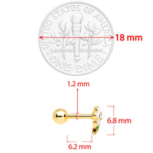 16G 1/4 Clear Gem Gold Tone White Flower Cartilage Earring