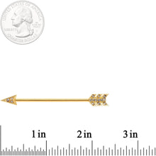14G Clear Gem Gold Tone Flying Arrow Industrial Barbell 38mm