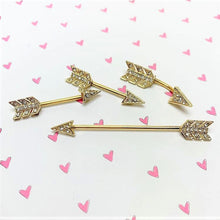 14G Clear Gem Gold Tone Flying Arrow Industrial Barbell 38mm