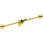 14G Gold Tone Banana Peel Gun Industrial Barbell 38mm