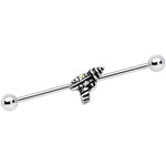 14G Aurora Gem Mystery Ray Gun Industrial Barbell 38mm