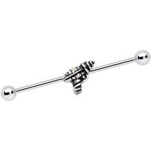 14G Aurora Gem Mystery Ray Gun Industrial Barbell 38mm