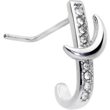 20G 3/16 Clear CZ Gem Sliver Moon Faux Hoop L Shaped Nose Ring