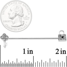14G Clear Gem Under Lock and Key Industrial Barbell 38mm