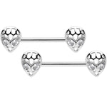 14G 9/16 Clear CZ Openwork Alien Barbell Nipple Ring Set