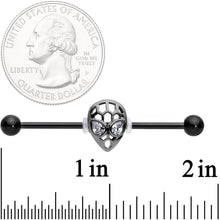 14G Clear CZ Gem Black Openwork Alien Industrial Barbell 38mm