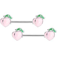 14G 9/16 Sweet Sweet Peach Barbell Nipple Ring Set