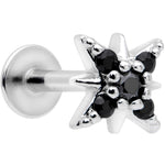 16G 5/16 Black Gem Compass Star Labret Monroe Tragus