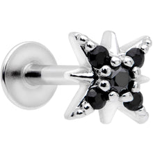 16G 5/16 Black Gem Compass Star Labret Monroe Tragus