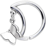 16G 3/8 Crescent Moon Butterfly Dangle Closure Ring