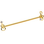 14G Clear CZ Gem Gold Tone Guitar Music Industrial Barbell 38mm