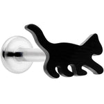 16G 5/16 Black Cat Internally Threaded Labret Tragus