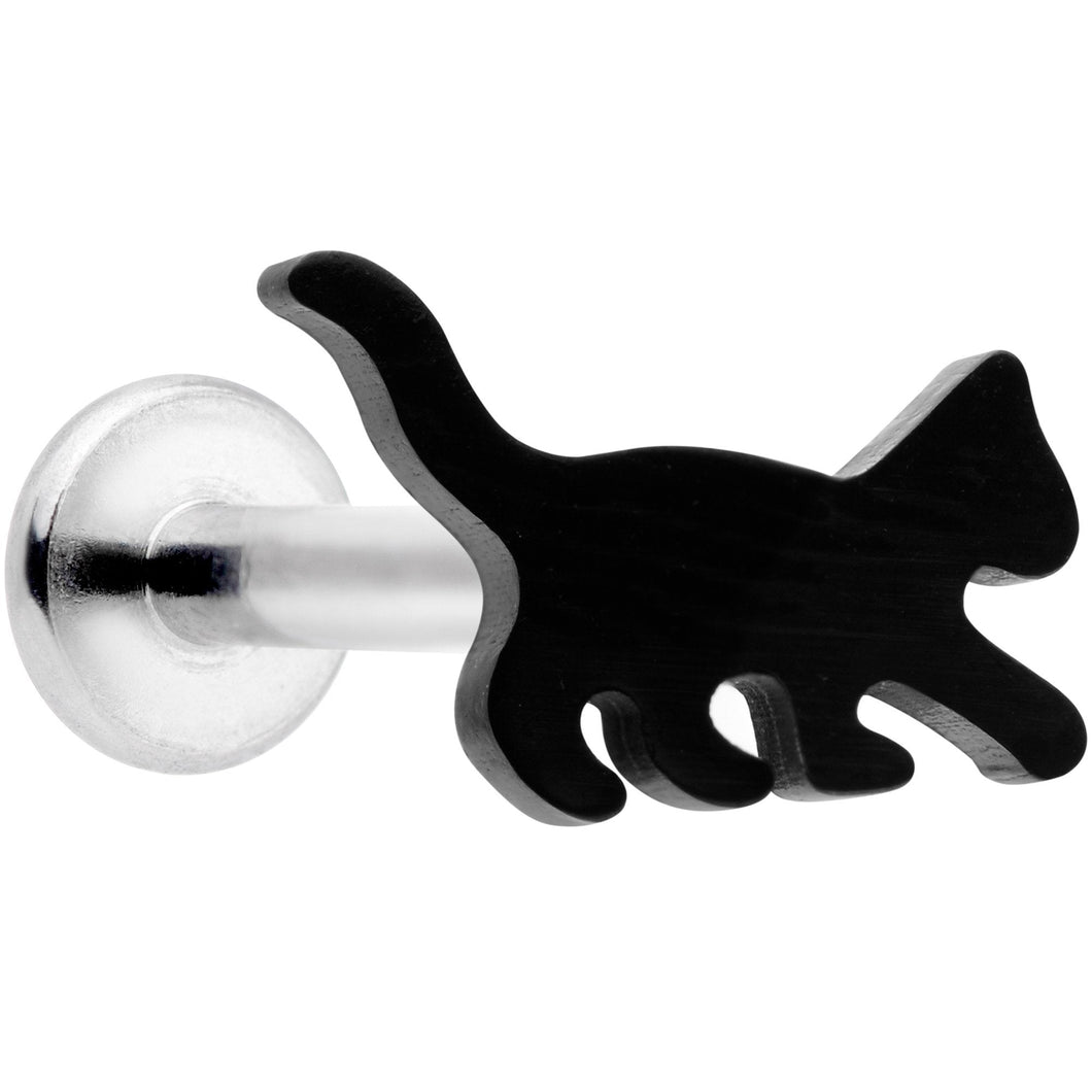 16G 5/16 Black Cat Internally Threaded Labret Tragus