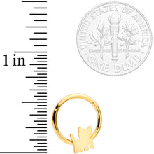 16G 3/8 Gold Tone Kitty Cat Hinged Segment Ring